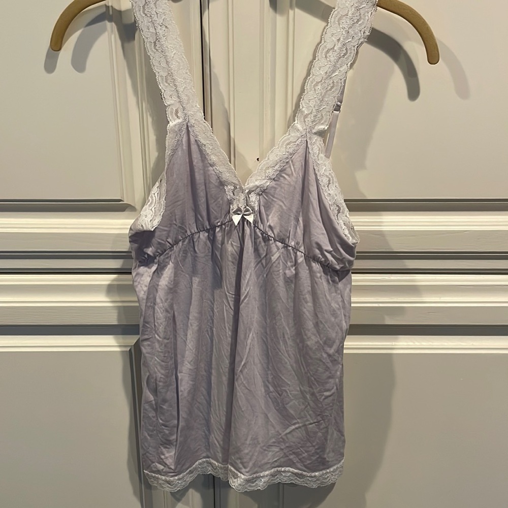 NWT Barefoot Dreams Luxe Milk Jersey Lace Cami in color Blue S